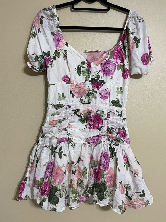 love shack fancy Dresses & Skirts - LoveShackFancy Pink Floral Mini Dress silk cotton size 6